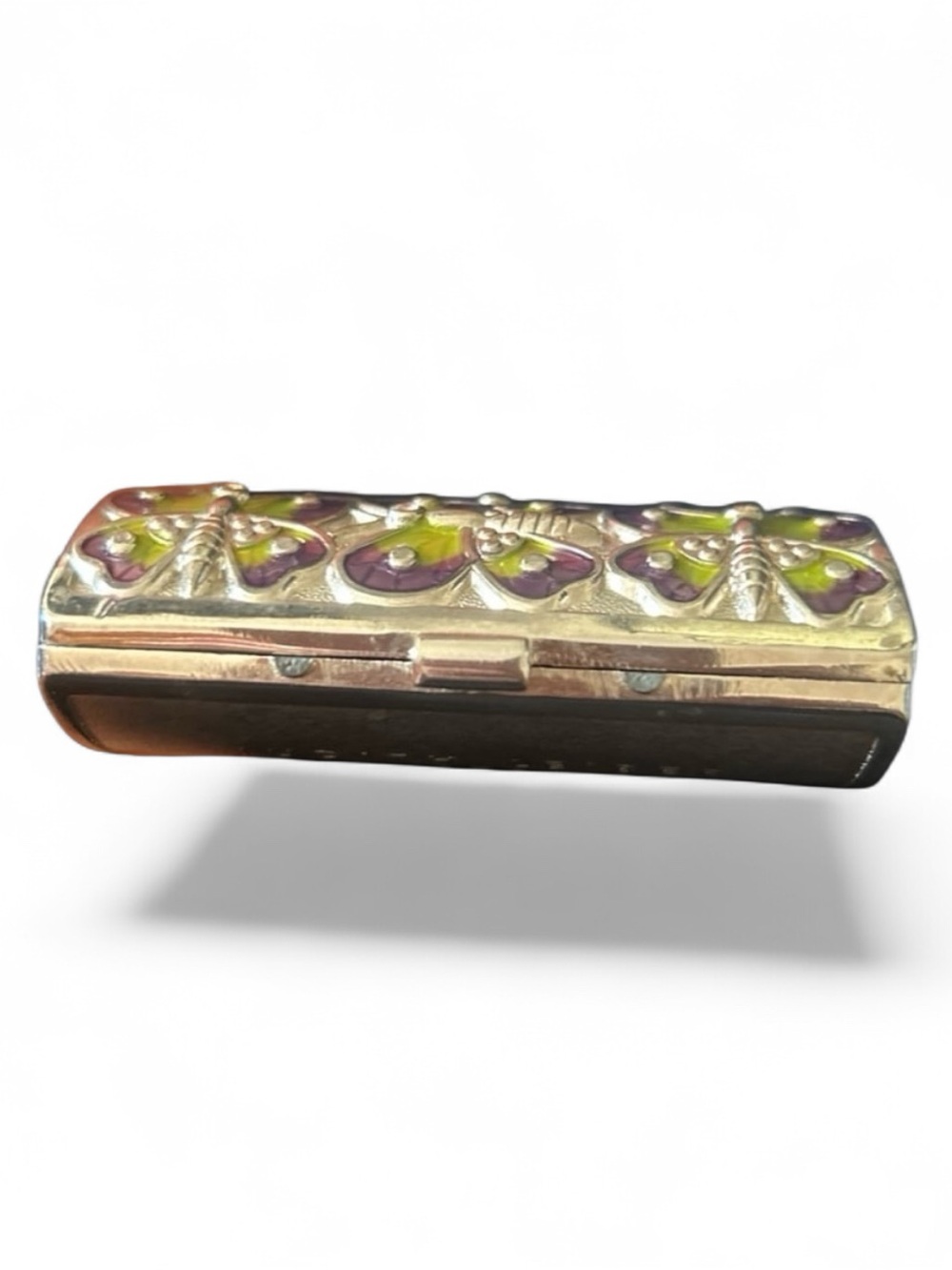 Judith Leiber Enamel Butterfly Pill Box - Green & Purple - Picture 2 of 5